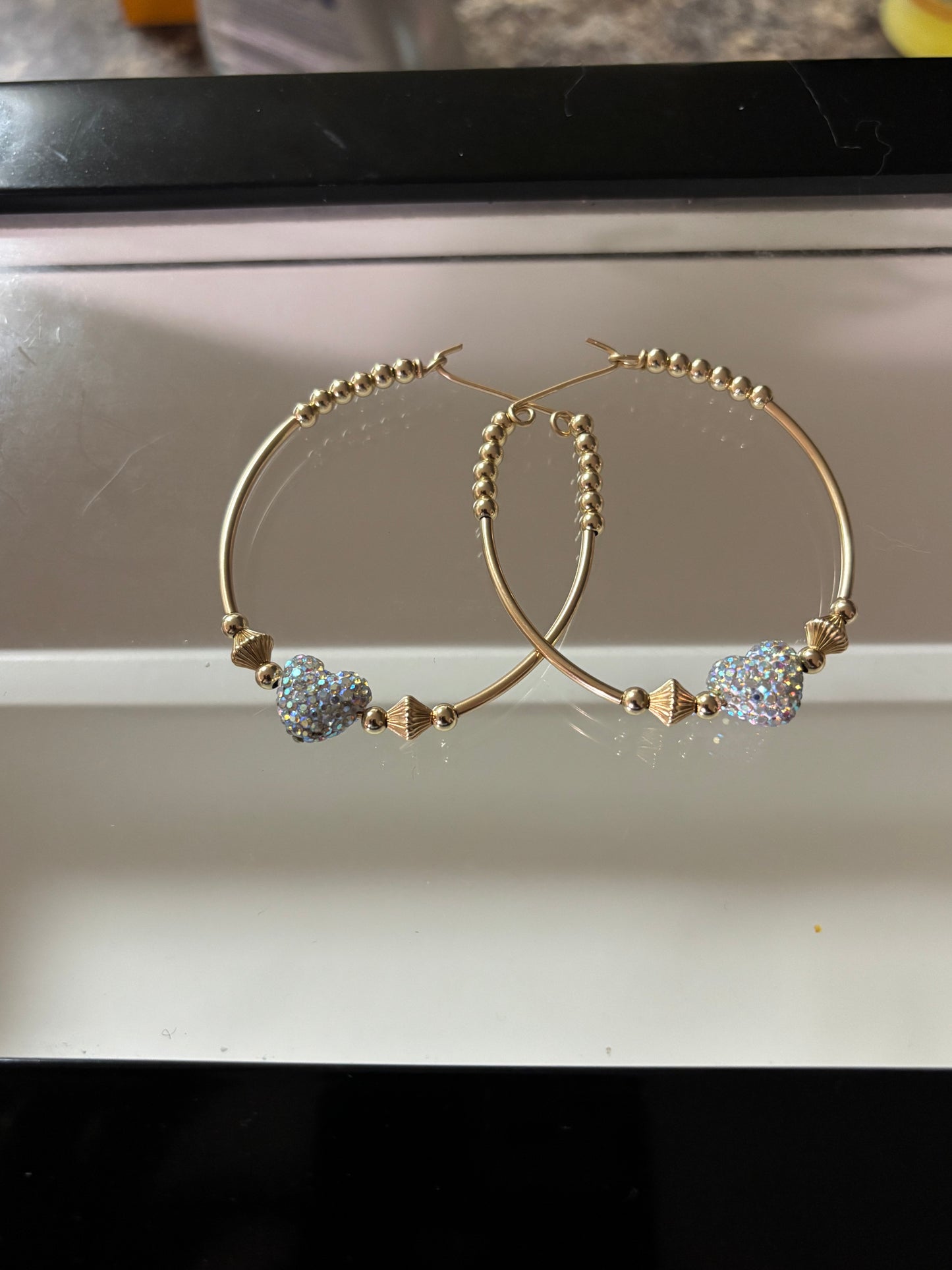 Bling Heart Bangle Earrings