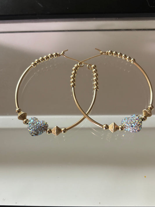 Bling Heart Bangle Earrings