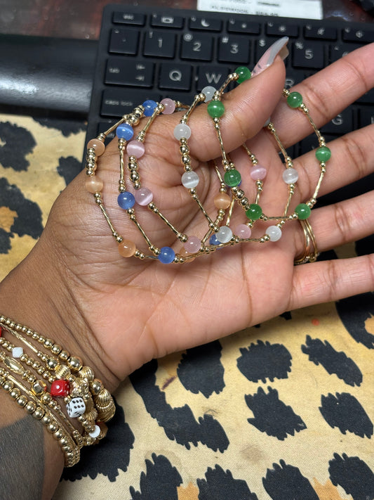 5-Stack Cat Eye Bracelet Set (Gold or Silver