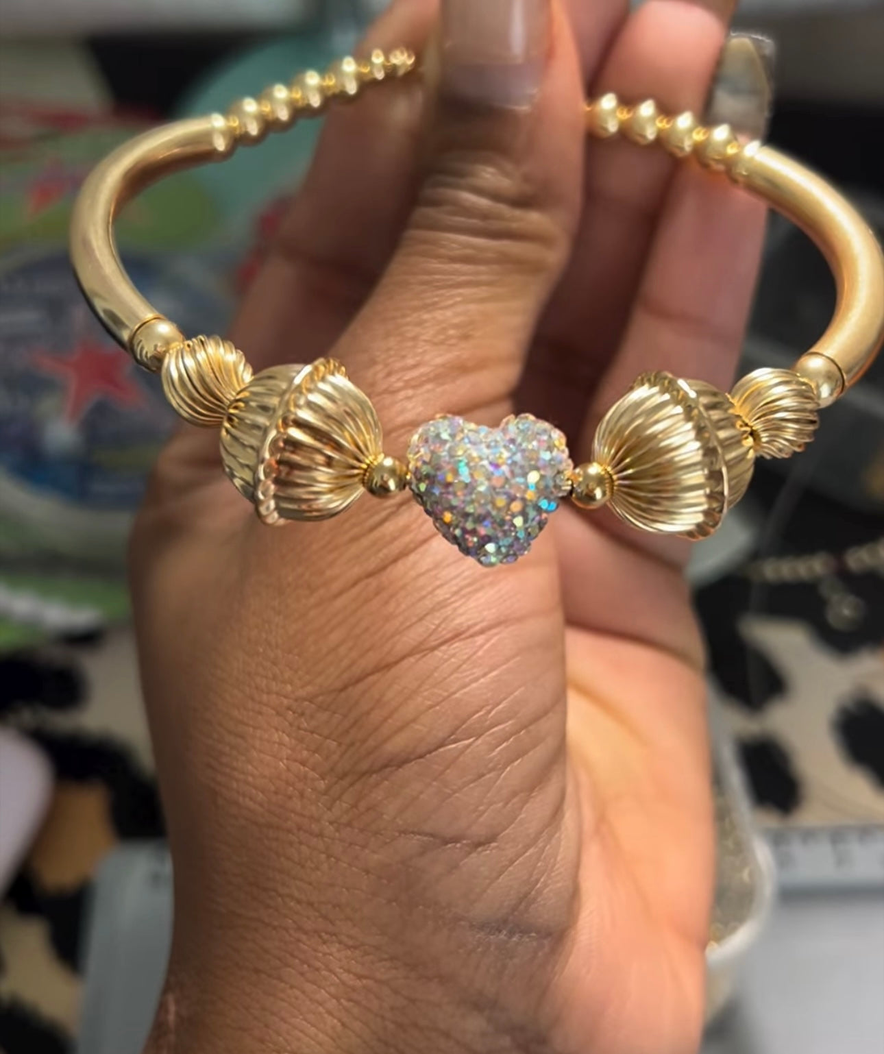 Bling Heart Accorn Bangle