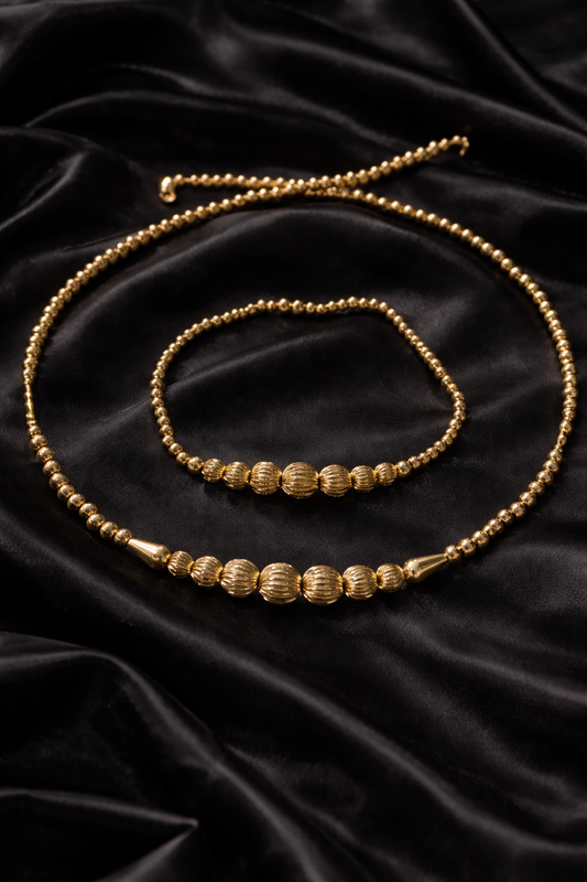 Gold Ball Fancy Necklace & Bracelet Set