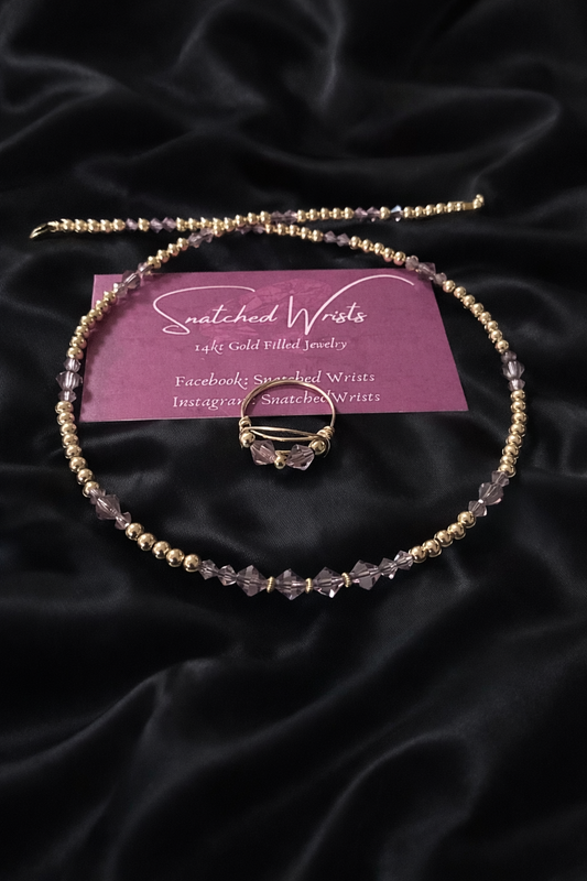 Handmade Crystal Necklace & Ring Matching Set