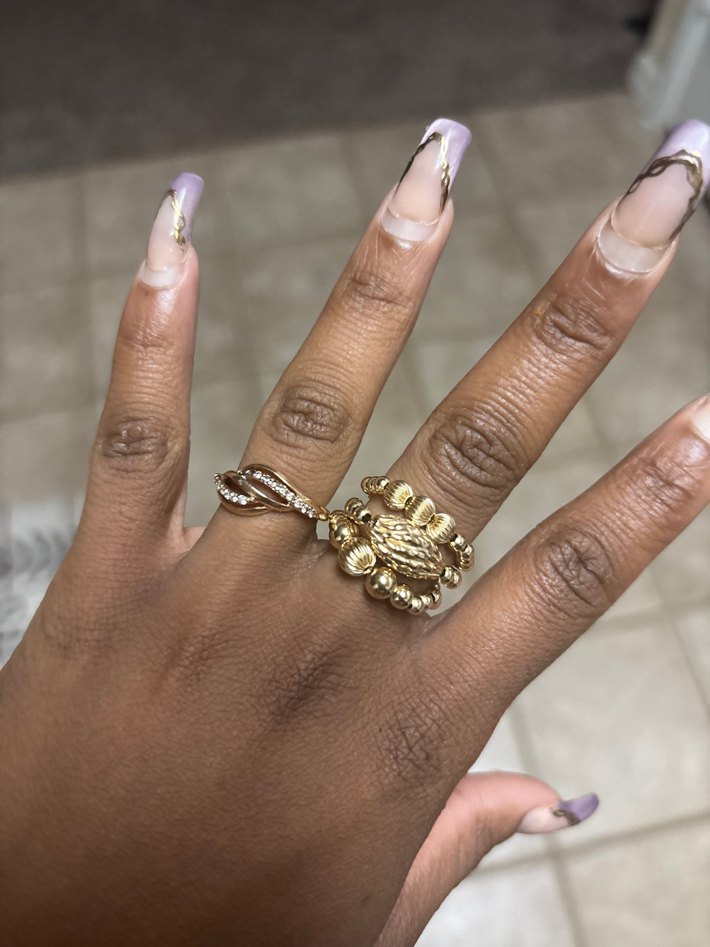 Diamond cut Ball Stretch Ring Stack